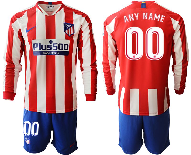 Men 2019-2020 club Atletico Madrid home long sleeves customized red Soccer Jerseys